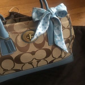 Signature blue Coach Hampton Madeline medium Satchel with scarf